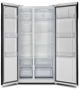 Широкий двухкамерный холодильник Hyundai CS5003F белое стекло фото 3 фото 3