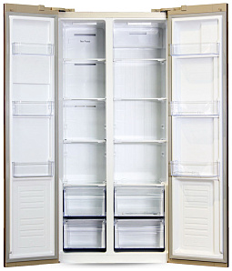 Двухкамерный холодильник шириной 48 см  Ginzzu NFK-465 золотистое стекло