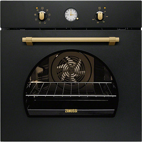 Духовой шкаф чёрного цвета в стиле ретро Zanussi OPZB2300R