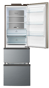 Серый холодильник Korting KNFF 61889 X