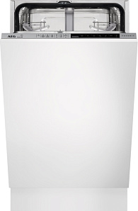Серебристая узкая посудомоечная машина AEG FSR83400P
