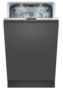 Серебристая узкая посудомоечная машина Neff S855HMX70R