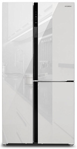 Широкий двухдверный холодильник с морозильной камерой Hyundai CS6073FV белое стекло