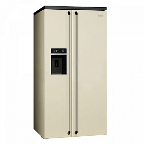 Бежевый холодильник шириной 90 см Smeg SBS963P