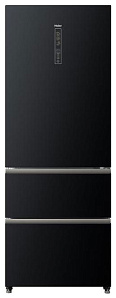 Чёрный холодильник Haier A3FE 742 CGBJRU черное стекло