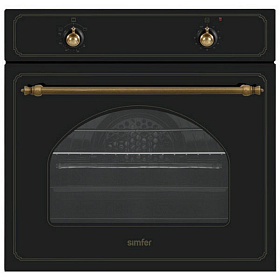 Духовой шкаф чёрного цвета в стиле ретро Simfer B6GL12001