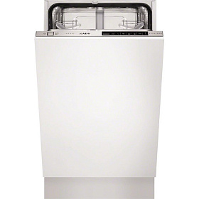 Серебристая узкая посудомоечная машина AEG F88400VI0P