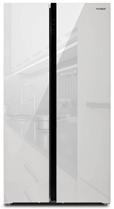 Широкий двухкамерный холодильник Hyundai CS6503FV белое стекло