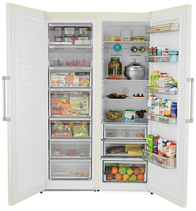 Двухдверный бежевый холодильник Scandilux SBS 711 EZ 12 B фото 2 фото 2