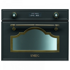 Встраиваемая чёрная микроволновая печь Smeg SC 745MAO
