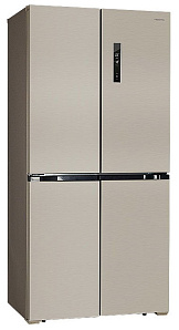 Широкий бежевый холодильник Hiberg RFQ-490 DX NFY