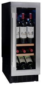 Узкий винный шкаф Climadiff Avintage AVU 23 SX чёрный с серебристой рамкой