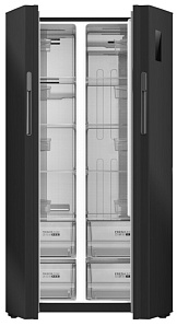 Двухстворчатый чёрный холодильник Hyundai CS5005FV черное стекло фото 3 фото 3