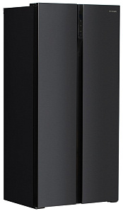 Отдельностоящий двухдверный холодильник Hyundai CS4505F черная сталь