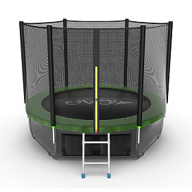 Недорогой батут для детей EVO FITNESS JUMP External + Lower net, 8ft (зеленый) + нижняя сеть