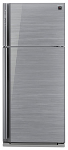 Серебристый двухкамерный холодильник Sharp SJXP59PGSL