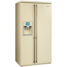 Бежевый холодильник шириной 90 см Smeg SBS800PO9
