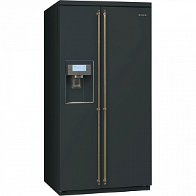 Чёрный холодильник Side-By-Side Smeg SBS 8003 AO