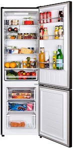 Чёрный узкий холодильник Maunfeld MFF176SFSB