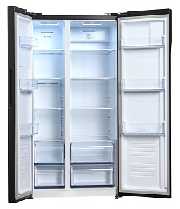 Двухдверный холодильник с морозильной камерой Hyundai CS5003F черная сталь фото 3 фото 3