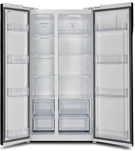 Широкий двухдверный холодильник Hyundai CS6503FV белое стекло фото 3 фото 3