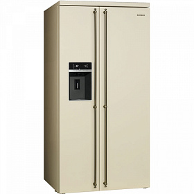 Бежевый холодильник шириной 90 см Smeg SBS8004PO