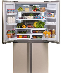 Широкий бежевый холодильник Sharp SJ EX98F BE