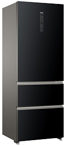 Черный стеклянный холодильник  Haier A3FE 742 CGBJRU черное стекло фото 2 фото 2