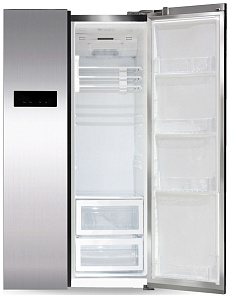 Большой холодильник Ginzzu NFK-605 стальной
