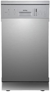 Серебристая узкая посудомоечная машина Korting KDF 45240 S