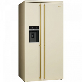 Бежевый холодильник шириной 90 см Smeg SBS8004P