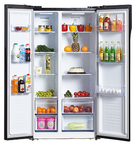 Большой двухдверный холодильник Hyundai CS5003F черная сталь фото 4 фото 4