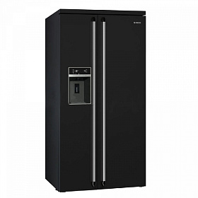 Двухстворчатый чёрный холодильник Smeg SBS963N
