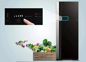 Чёрный двухкамерный холодильник  HITACHI R-VG 662 PU7 GBK фото 3 фото 3
