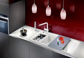 Мойка для кухни с двумя чашами Blanco AXON II 6 S (чаша слева) керамика клапан-автомат InFino®