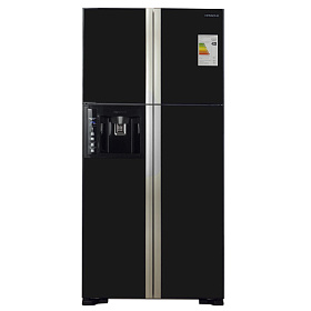 Широкий холодильник с верхней морозильной камерой HITACHI R-W722PU1GBK