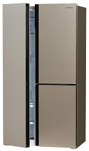 Трёхкамерный холодильник Hyundai CS5073FV шампань стекло фото 2 фото 2
