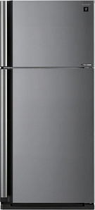 Широкий холодильник с верхней морозильной камерой Sharp SJXE59PMSL