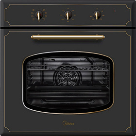 Духовой шкаф чёрного цвета в стиле ретро Midea 65DME40020