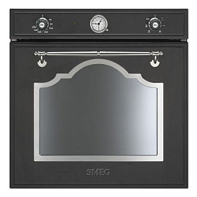 Духовой шкаф чёрного цвета в стиле ретро Smeg SCP750AX-8