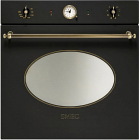Духовой шкаф чёрного цвета в стиле ретро Smeg SCP 805 AO9