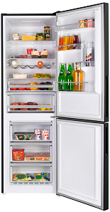 Чёрный двухкамерный холодильник Maunfeld MFF185NFB