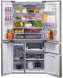 Широкий холодильник с нижней морозильной камерой Sharp SJPX 99 FSL фото 2 фото 2