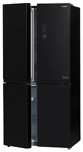 Холодильник с 4 ящиками в морозильной камере Hyundai CM5005F черное стекло фото 2 фото 2