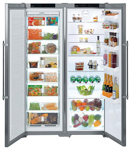 Серебристые двухкамерные холодильники Liebherr Liebherr SBSesf 7222