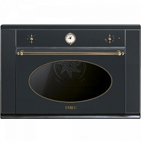 Духовой шкаф чёрного цвета в стиле ретро Smeg S890MFAO