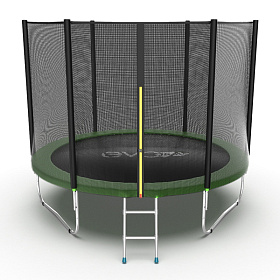 Большой батут с сеткой EVO FITNESS JUMP External, 10ft (зеленый)