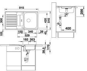 Врезная мойка для кухни с крылом Blanco CLASSIC PRO 5 S-IF клапан-автомат InFino®