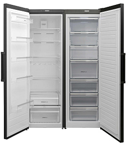 Чёрный двухкамерный холодильник Korting KNF 1857 N + KNFR 1837 N фото 2 фото 2