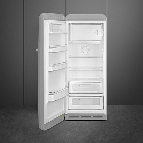 Маленький серебристый холодильник Smeg FAB28LSV5 фото 2 фото 2